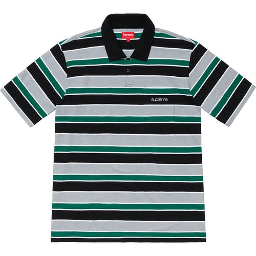 Supreme Classic Logo Stripe Polo Black (WORN)