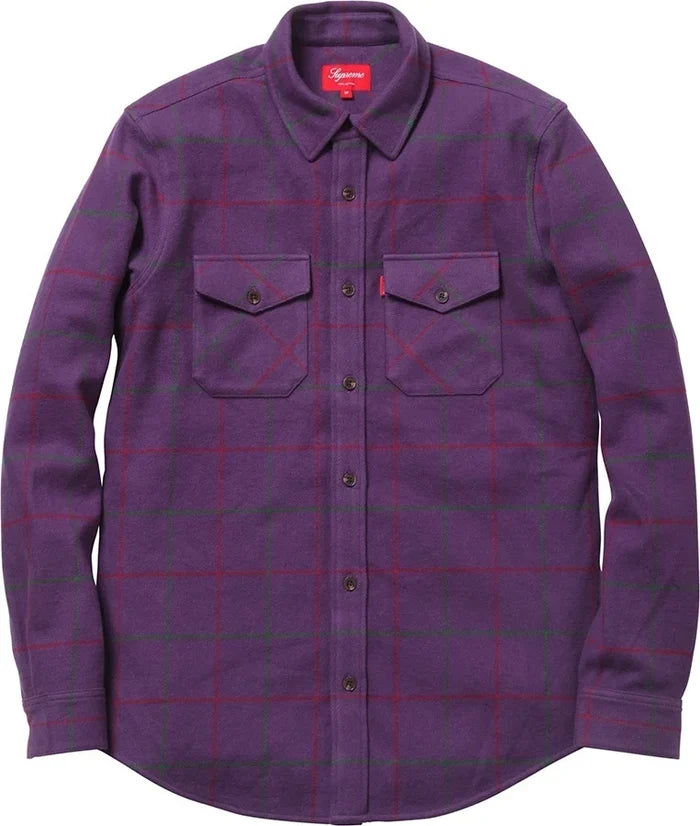 Supreme Heavyweight Flannel Windowpane Shirt Purple (WORN)