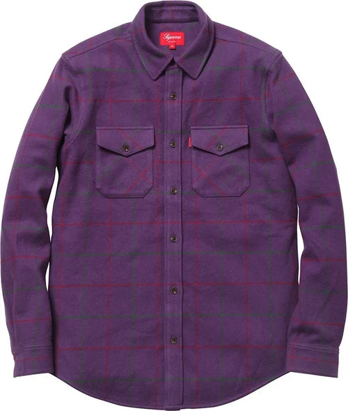 Supreme Heavyweight Flannel Windowpane Shirt Purple (WORN)