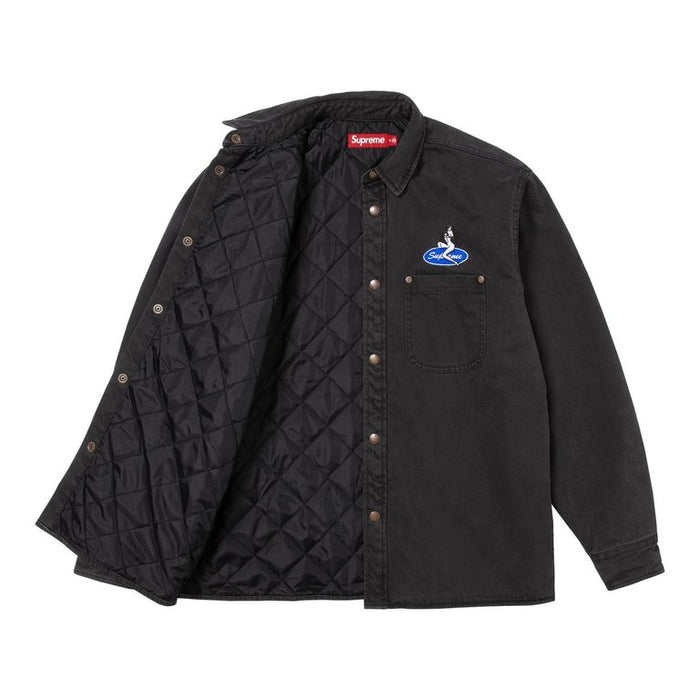 Supreme Quilted Lined Denim Snap Shirt Black (WORN)