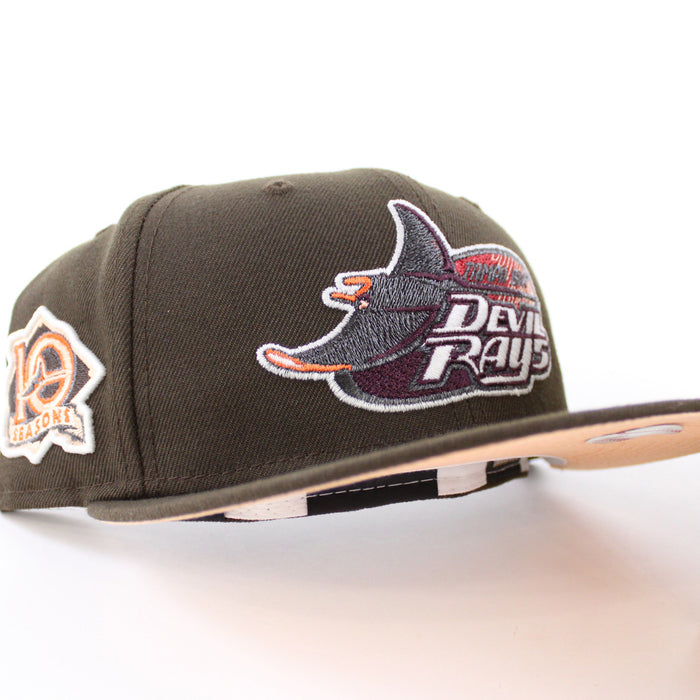 Tampa Bay Devil Rays 10th Season New Era 59Fifty Fitted Hat (GITD Walnut Peach Under Brim)