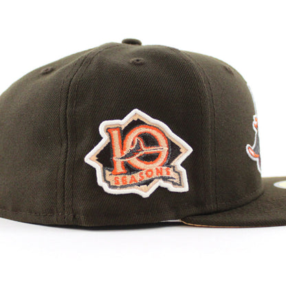 Tampa Bay Devil Rays 10th Season New Era 59Fifty Fitted Hat (GITD Walnut Peach Under Brim)