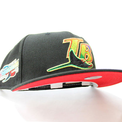 Tampa Bay Devil Rays 1998 Inaugural Season New Era 59Fifty Fitted Hat (GITD Black Red Under Brim)