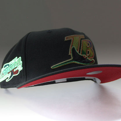 Tampa Bay Devil Rays 1998 Inaugural Season New Era 59Fifty Fitted Hat (GITD Black Red Under Brim)