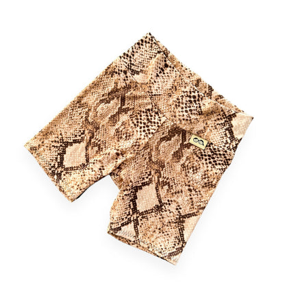 Tan Snake Print Biker Shorts