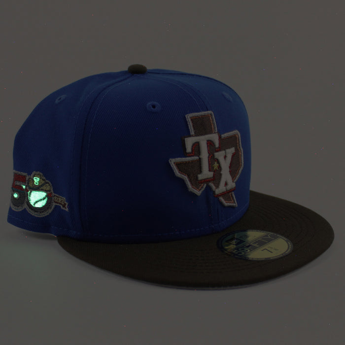 Texas Rangers 50th Anniversary New Era 59Fifty Fitted Hat (Azure Walnut Gray Under Brim)