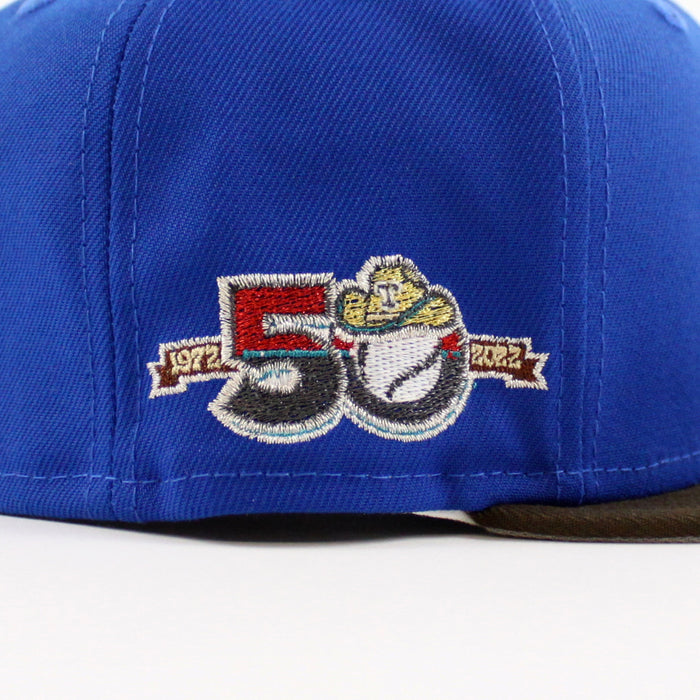 Texas Rangers 50th Anniversary New Era 59Fifty Fitted Hat (Azure Walnut Gray Under Brim)
