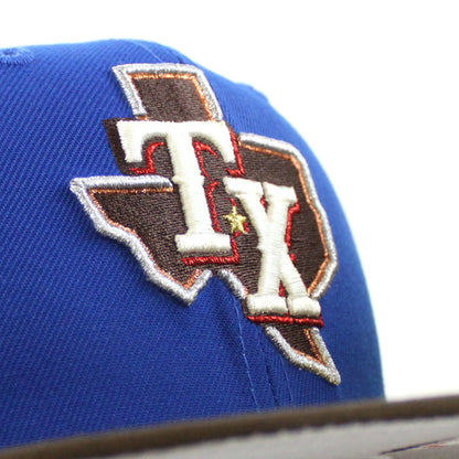 Texas Rangers 50th Anniversary New Era 59Fifty Fitted Hat (Azure Walnut Gray Under Brim)