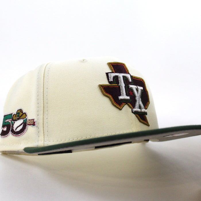 Texas Rangers 50th Anniversary New Era 59Fifty Fitted Hat (Chrome Cilantro Gray Under Brim)