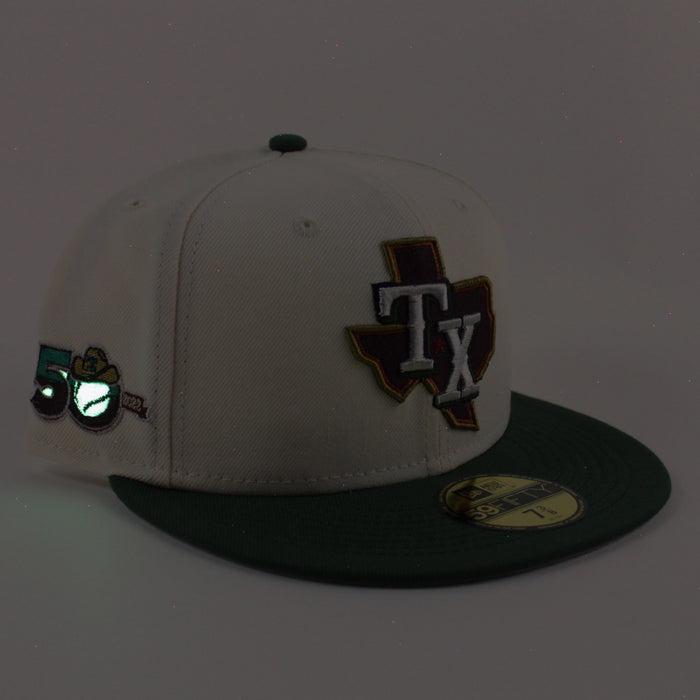 Texas Rangers 50th Anniversary New Era 59Fifty Fitted Hat (Chrome Cilantro Gray Under Brim)