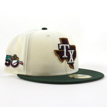 Texas Rangers 50th Anniversary New Era 59Fifty Fitted Hat (Chrome Cilantro Gray Under Brim)