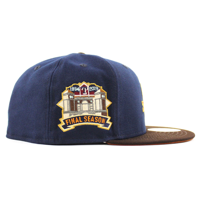 Texas Rangers FINAL SEASON New Era 59Fifty Fitted Hat (OCEANSIDE BURNT WOOD RUST ORANGE Under Brim)