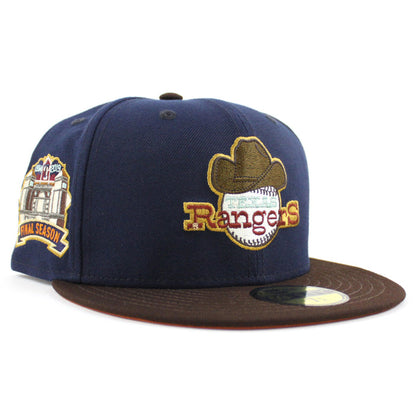 Texas Rangers FINAL SEASON New Era 59Fifty Fitted Hat (OCEANSIDE BURNT WOOD RUST ORANGE Under Brim)