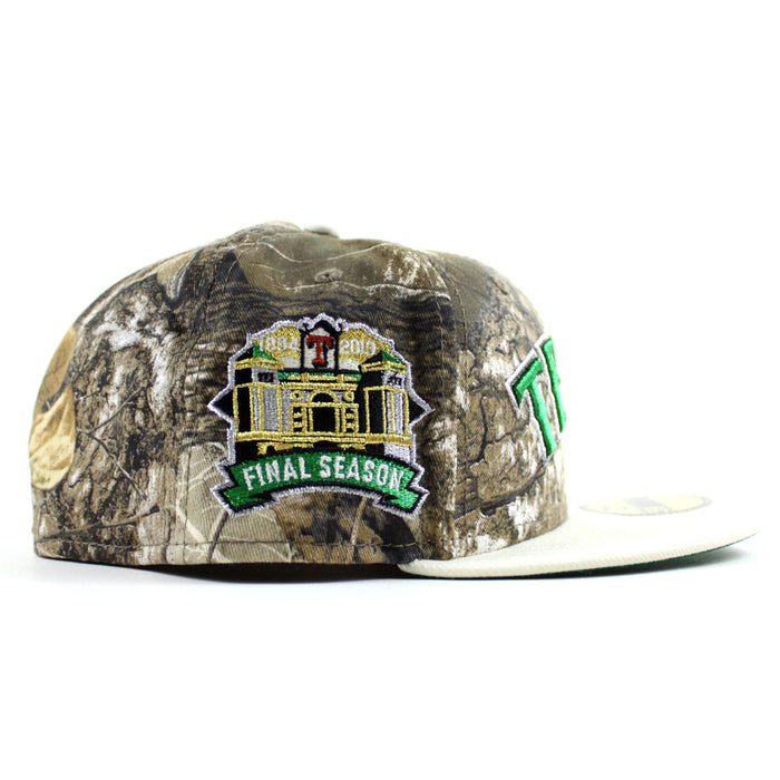Texas Rangers Final Season New Era 59Fifty Fitted Hat (RealTree Camo Chrome White Green Under Brim)