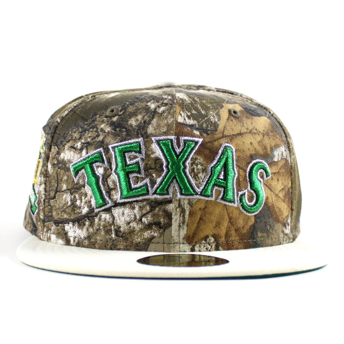 Texas Rangers Final Season New Era 59Fifty Fitted Hat (RealTree Camo Chrome White Green Under Brim)