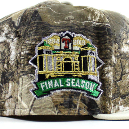 Texas Rangers Final Season New Era 59Fifty Fitted Hat (RealTree Camo Chrome White Green Under Brim)