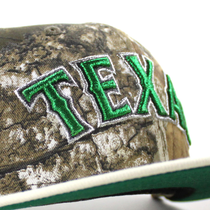 Texas Rangers Final Season New Era 59Fifty Fitted Hat (RealTree Camo Chrome White Green Under Brim)