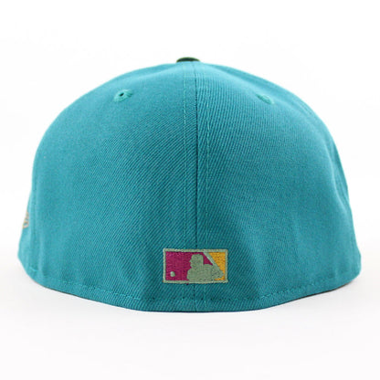 Texas Rangers Rangers Badge New Era 59Fifty Fitted Hat (AQUA DK GREEN GREEN BARK Under Brim)