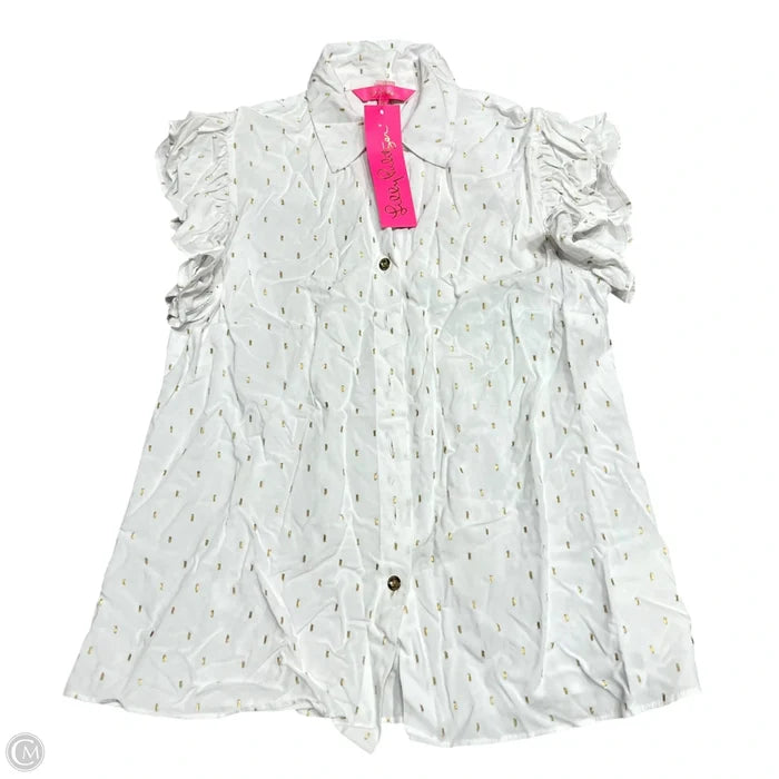 Top Sleeveless Designer By Lilly Pulitzer In Gold & White, Size: Xs