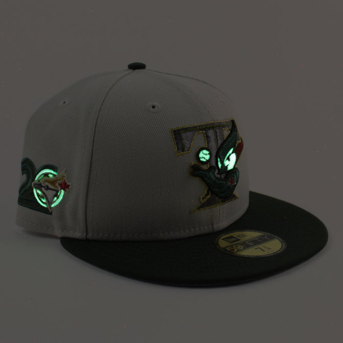 Toronto Blue Jays 20 Years New Era 59Fifty Fitted Hat (Stone Gray Seaweed Green Gray Under Brim)