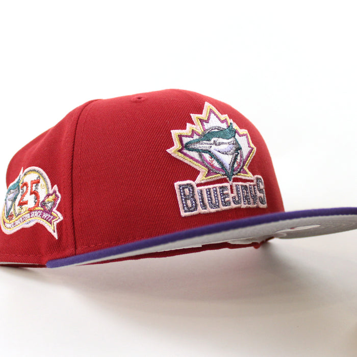 Toronto Blue Jays 25th Anniversary New Era 59Fifty Fitted Hat (Pinot Red Purple Gray Under Brim)