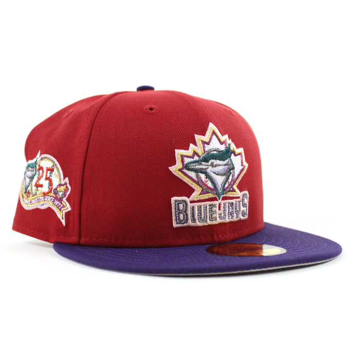 Toronto Blue Jays 25th Anniversary New Era 59Fifty Fitted Hat (Pinot Red Purple Gray Under Brim)
