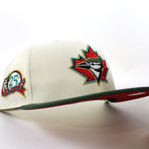 Toronto Blue Jays 25th  New Era 59Fifty Fitted Hat (Glow in the Dark Chrome Cilantro Green Red Under Brim)