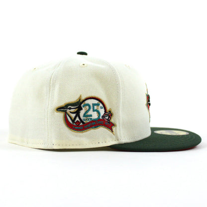 Toronto Blue Jays 25th  New Era 59Fifty Fitted Hat (Glow in the Dark Chrome Cilantro Green Red Under Brim)