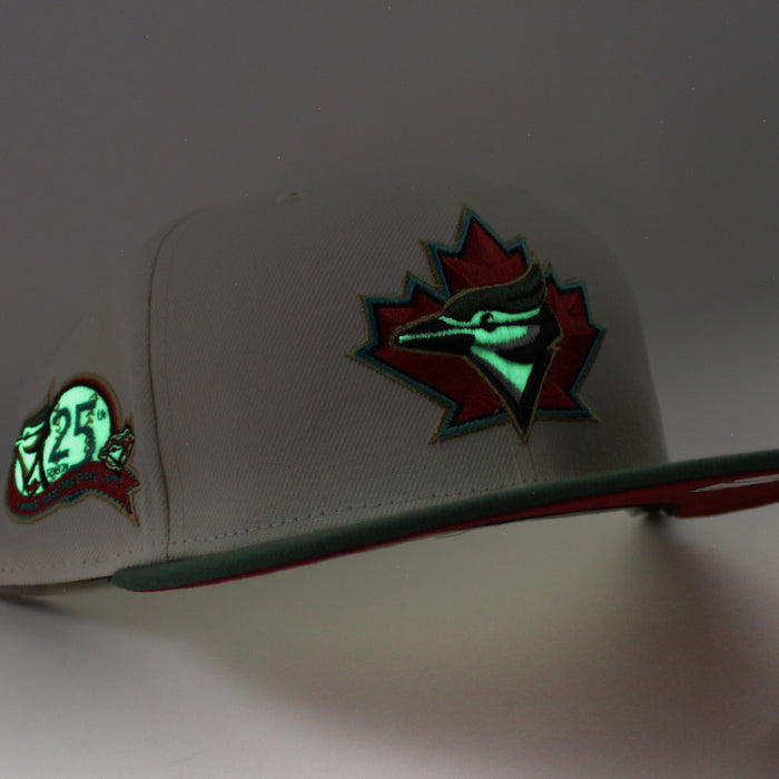 Toronto Blue Jays 25th  New Era 59Fifty Fitted Hat (Glow in the Dark Chrome Cilantro Green Red Under Brim)