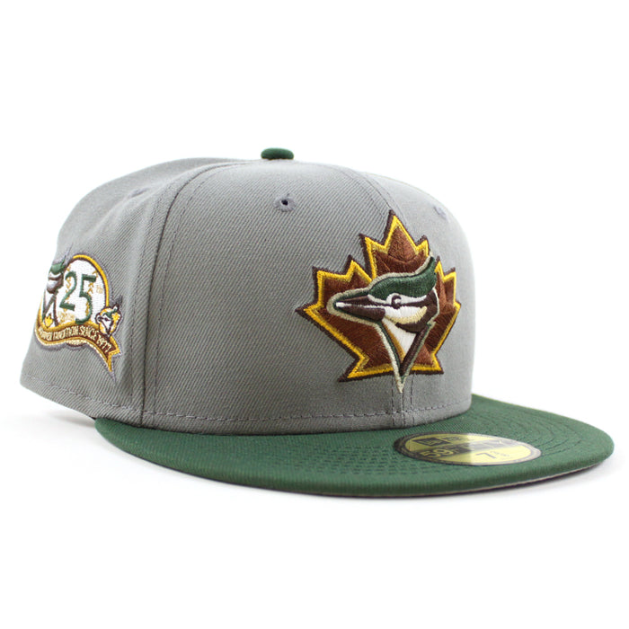 Toronto Blue Jays 25TH Season New Era 59Fifty Fitted Hat (Misty Cilantro Gray Under Brim)