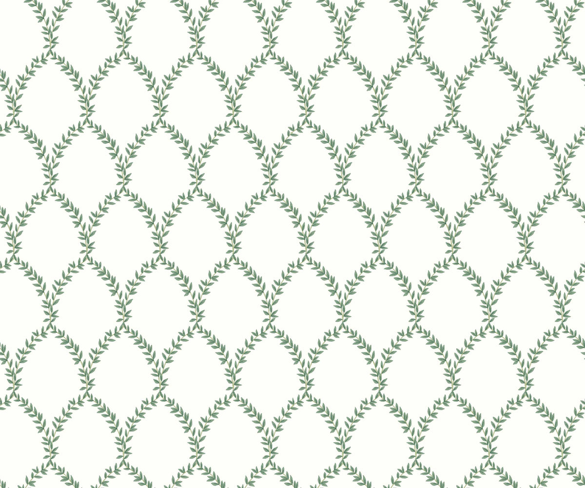Laurel Wallpaper - Green & White