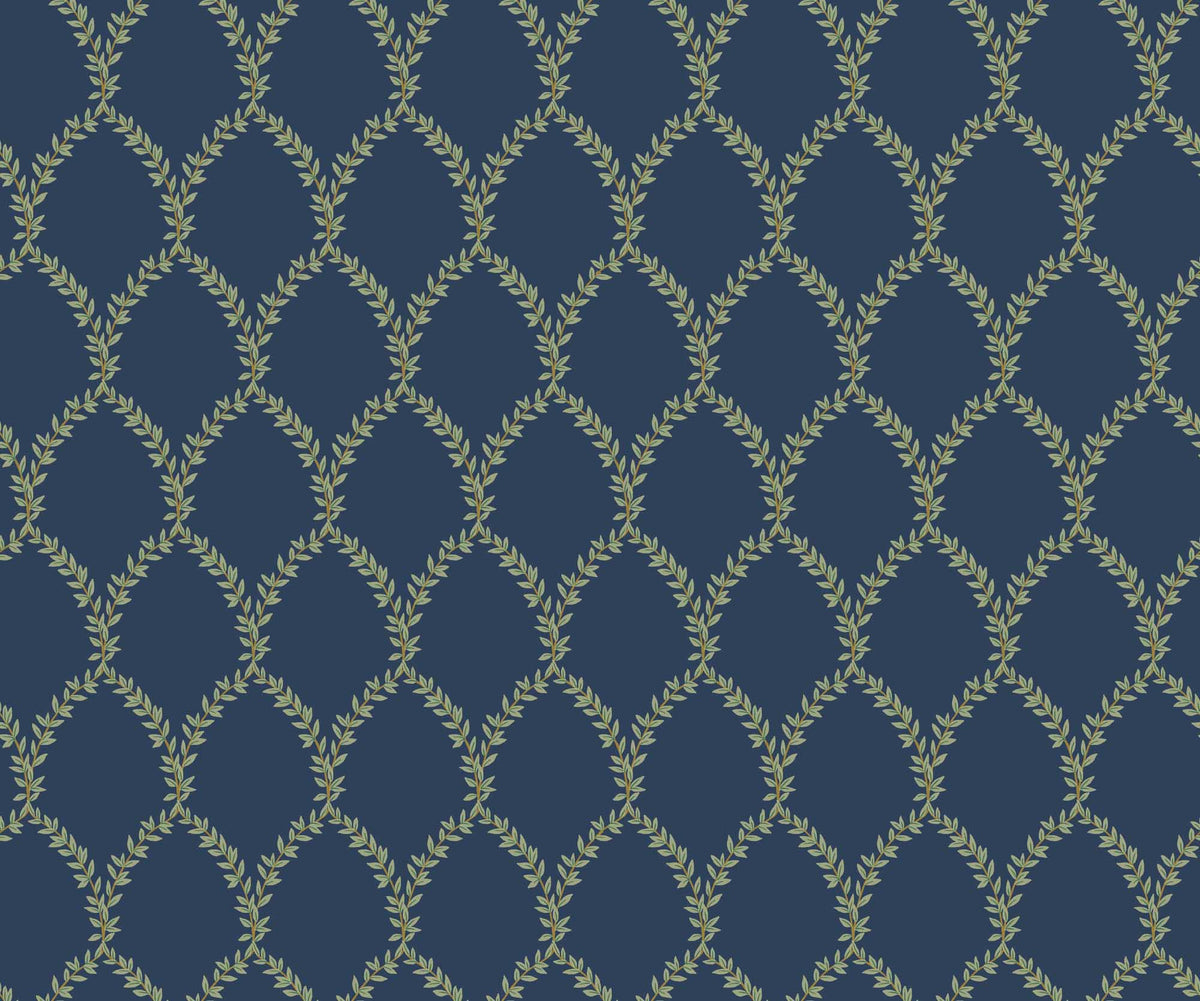 Laurel Wallpaper - Navy