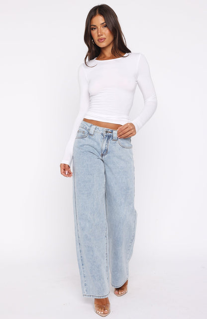 Clarissa Low Rise Wide Leg Jeans Mid Blue