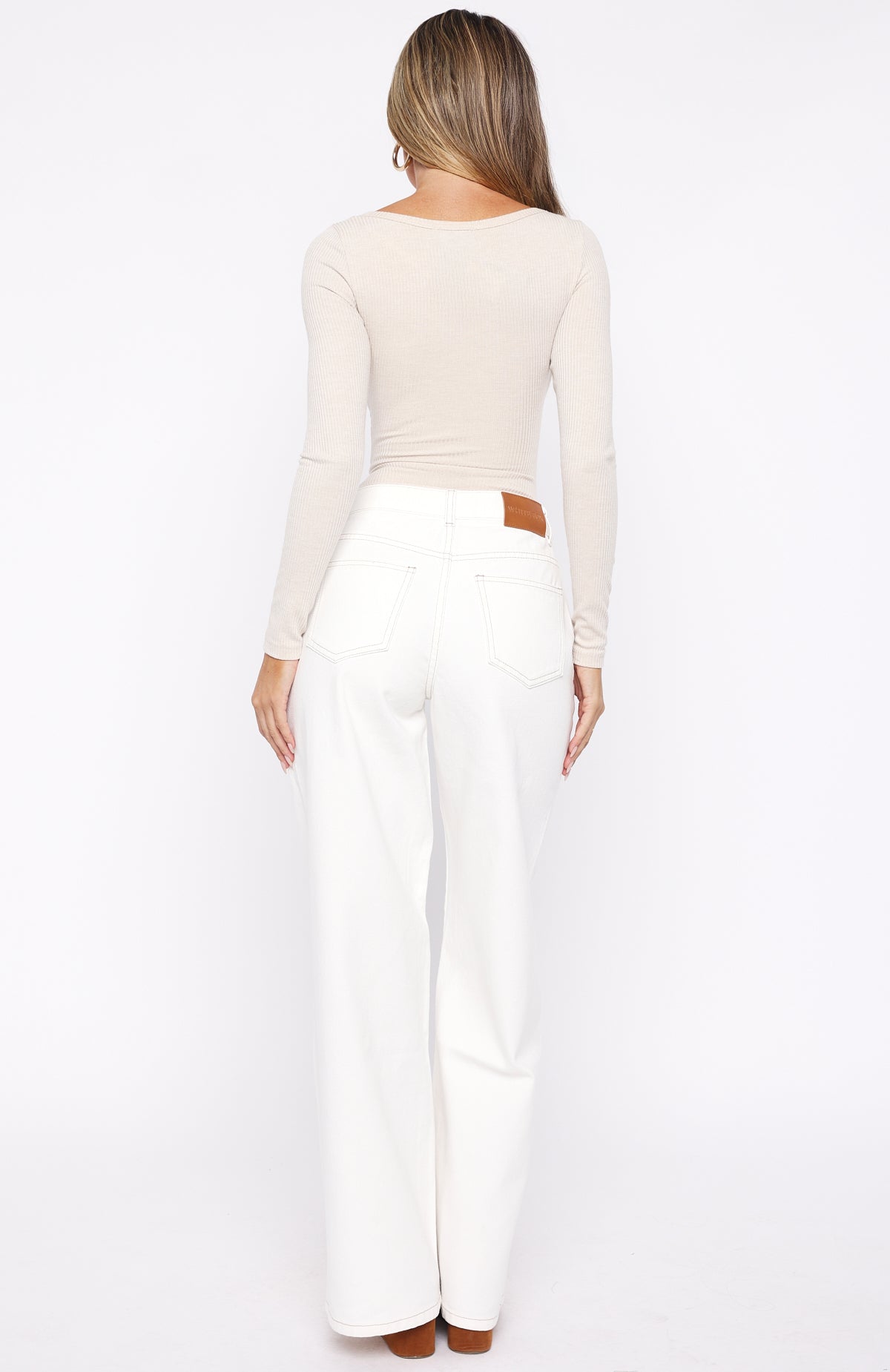 Just My Type Mid Rise Wide Leg Jeans Off White