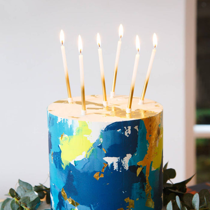 White & Gold Birthday Candles
