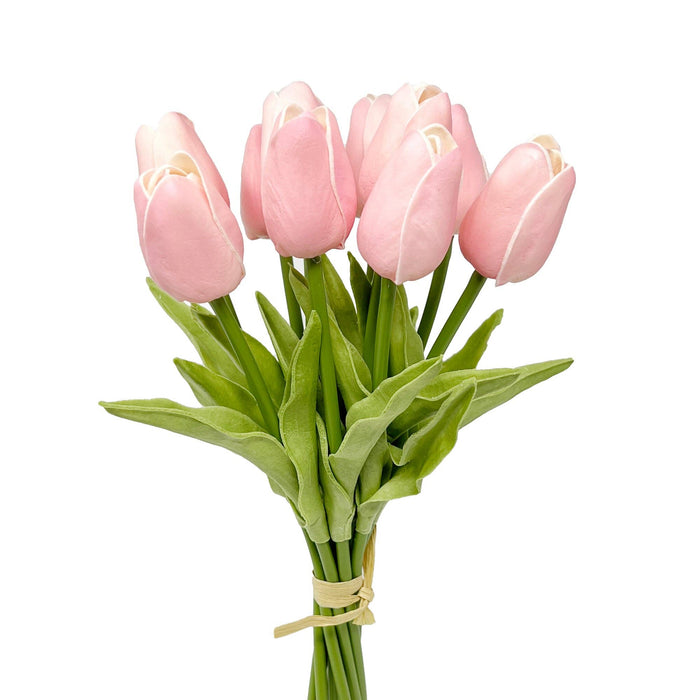 White Real Touch Tulip Bunch