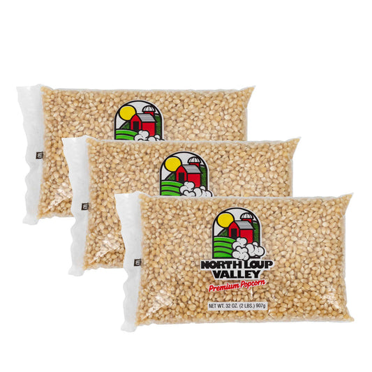 White Un-Popped Popcorn Kernels | 2 lb | Pack of 3 | Non-GMO | Popcorn County USA | North Loup Valley